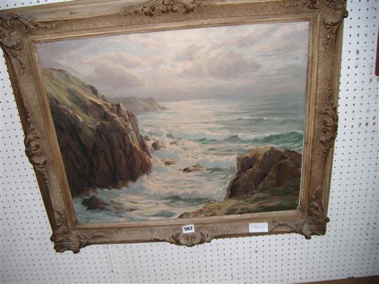 William Piper oil on canvas seascape